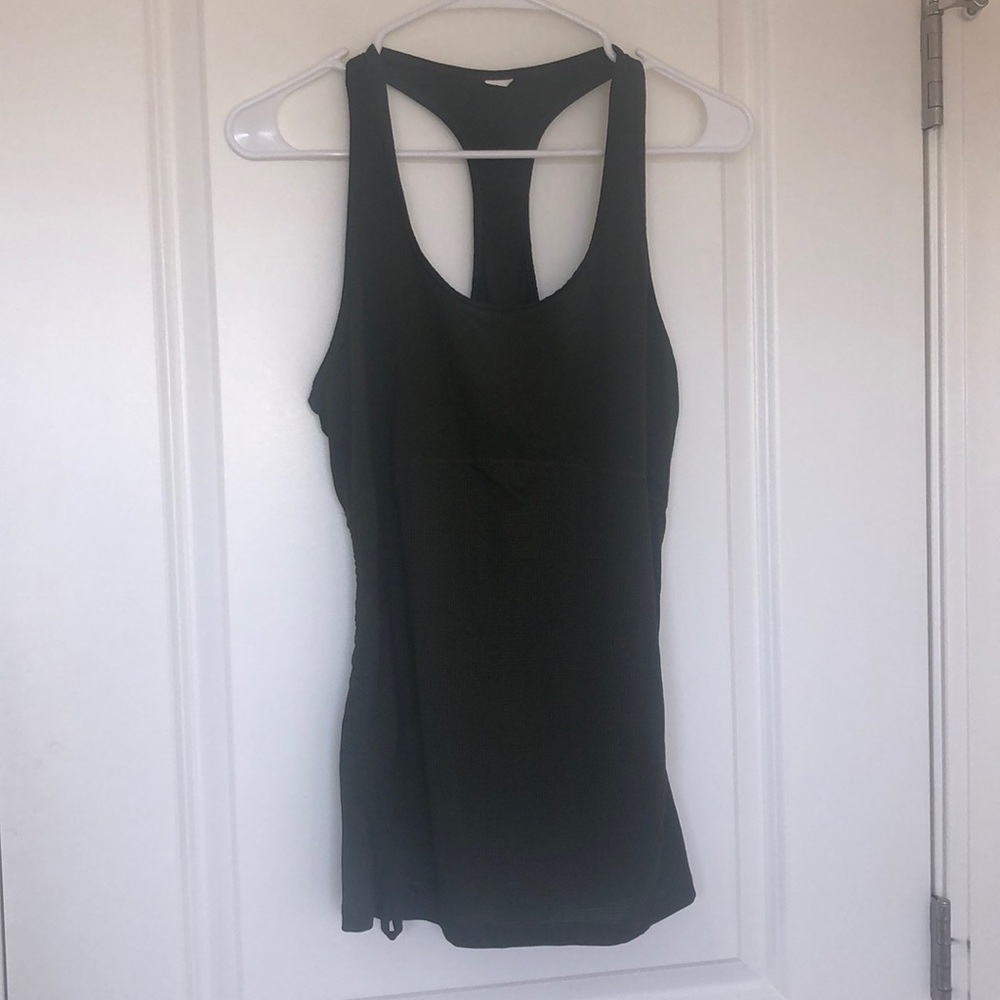 Fabletics Cashel curved cinch tank in forest green